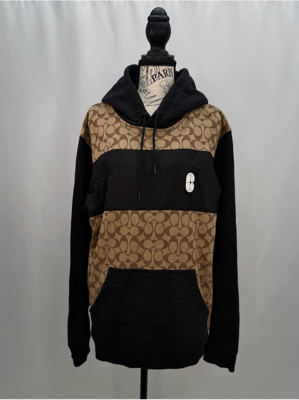 Coach Black and Brown Logo Panel Hoodie